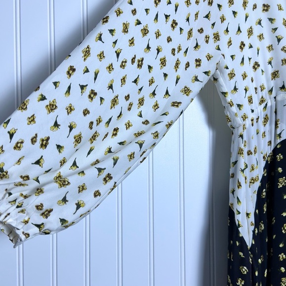 ELIE TAHARI Floral Print Silk Midi-Dress V-Neck Lined Size Large - Picture 10 of 17